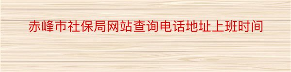 赤峰市社保局网站查询电话地址上班时间