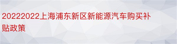 20222022上海浦东新区新能源汽车购买补贴政策