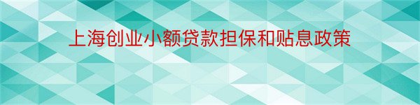 上海创业小额贷款担保和贴息政策