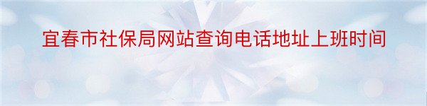 宜春市社保局网站查询电话地址上班时间