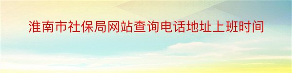 淮南市社保局网站查询电话地址上班时间