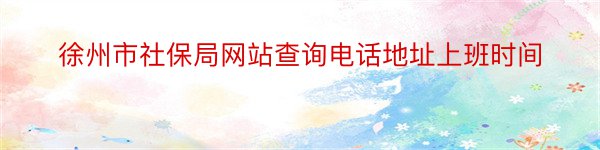 徐州市社保局网站查询电话地址上班时间