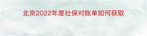 北京2022年度社保对账单如何获取
