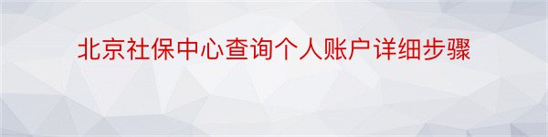北京社保中心查询个人账户详细步骤